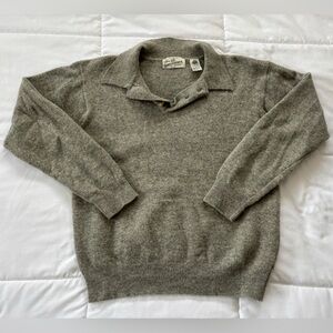 70s True Vintage 100% Lambswool Sears Roebuck and Co Light Gray Collared Sweater